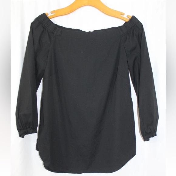 WHITE HOUSE BLACK MARKET 3/4 SLEEVE BLACK OFF SHOULDER TOP SIZE SMALL CLASSIC - Picture 1 of 3
